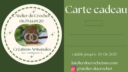 Carte cadeau boucles d'oreilles artisanales
